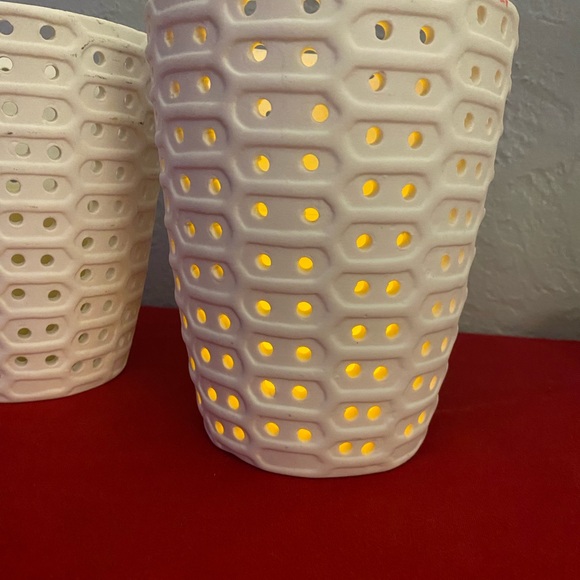 Deco Ceramic Circles Pillar Flameless Candle with Cut Out Design - Picture 6 of 12